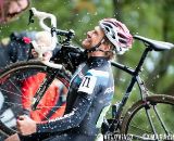 after taking a small sip from a beer hand-up, the crowd went wild and Johnny threw the beer down with great show where beer literally 'exploded' out of the can. © VeloVivid Photography