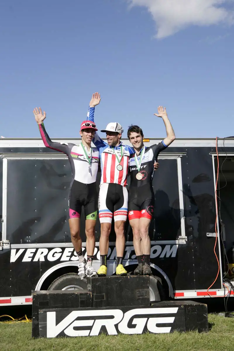 The mens podium (l-r) Damiani, Johnson and Lindine. © laurakozlowski.com