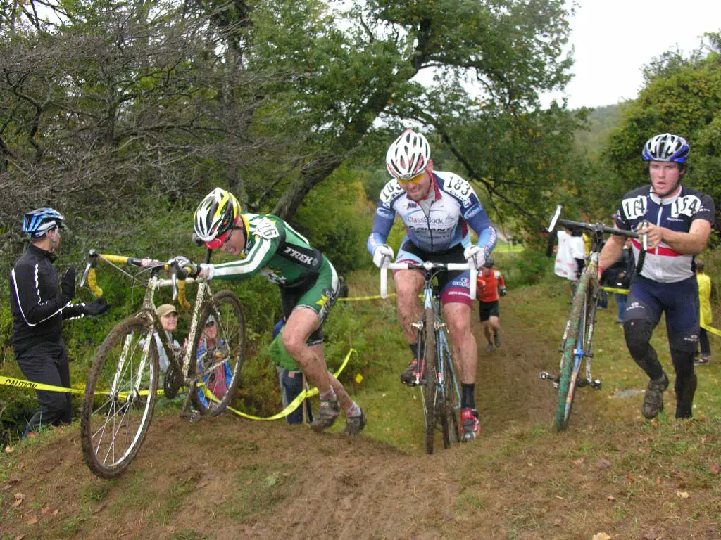 Some rode, some ran the run-up in the Cat 3 race.   by Paul Weiss      