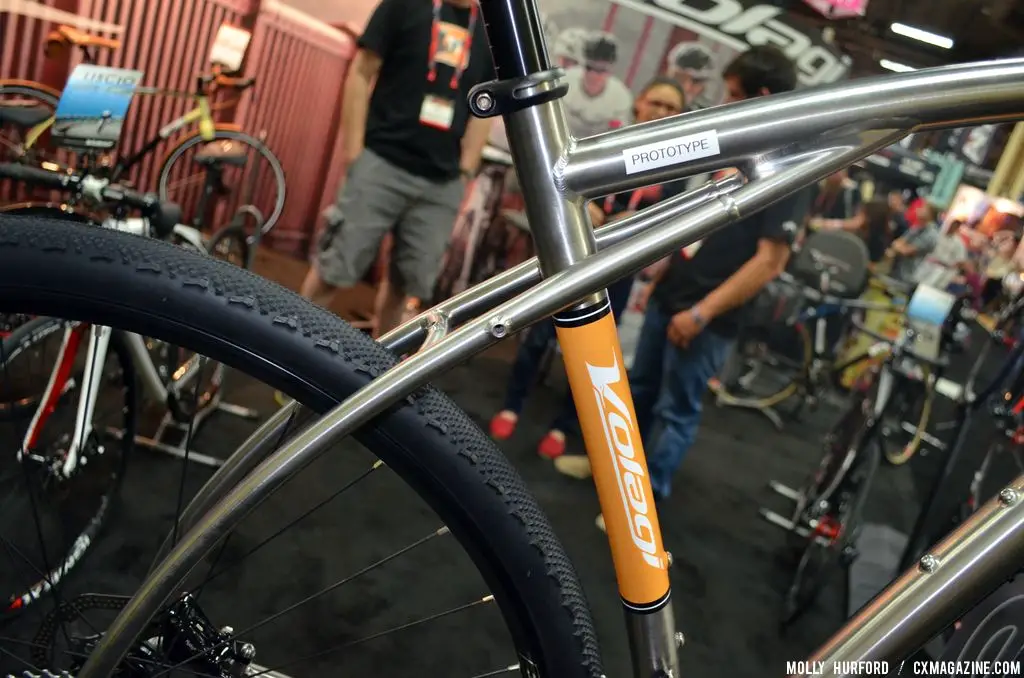 Rear triangle designed for long endurance ride comfort on the Viaje Ti. Volagi\'s Interbike 2013 offerings. Â© Cyclocross Magazine