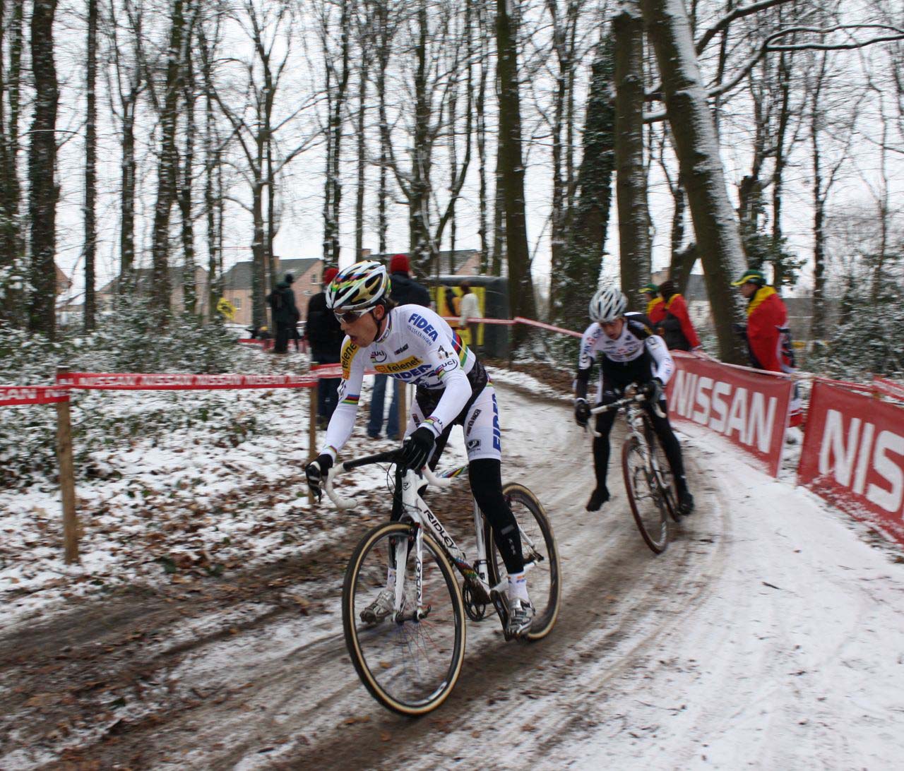 Stybar leads countryman Radomir Simunek through the woods. ? Dan Seaton