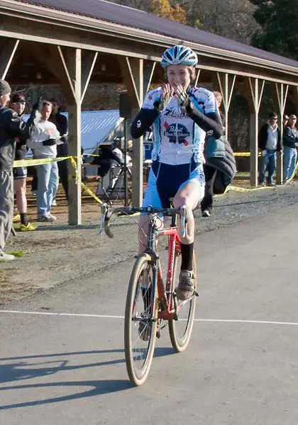 Kristin Gavin was ecstatic in her win. ? dennisbike.com