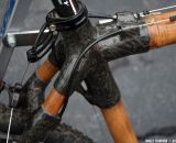 Carbon fiber hand-wrapped joints on the WebbWorks bamboo bike. Southeast Bike Expo 2013 © Cyclocross Magazine