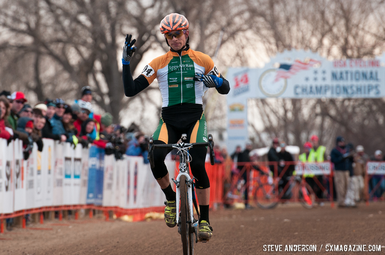 Werner Takes Third D1 Collegiate Men\'s Win at the 2014 National Cyclocross Championships. © Steve Anderson