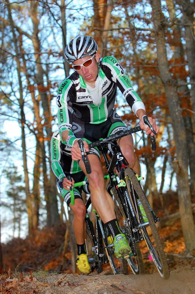 Jeremy Powers leading Johnson through the woods ? Tom Olesnevich