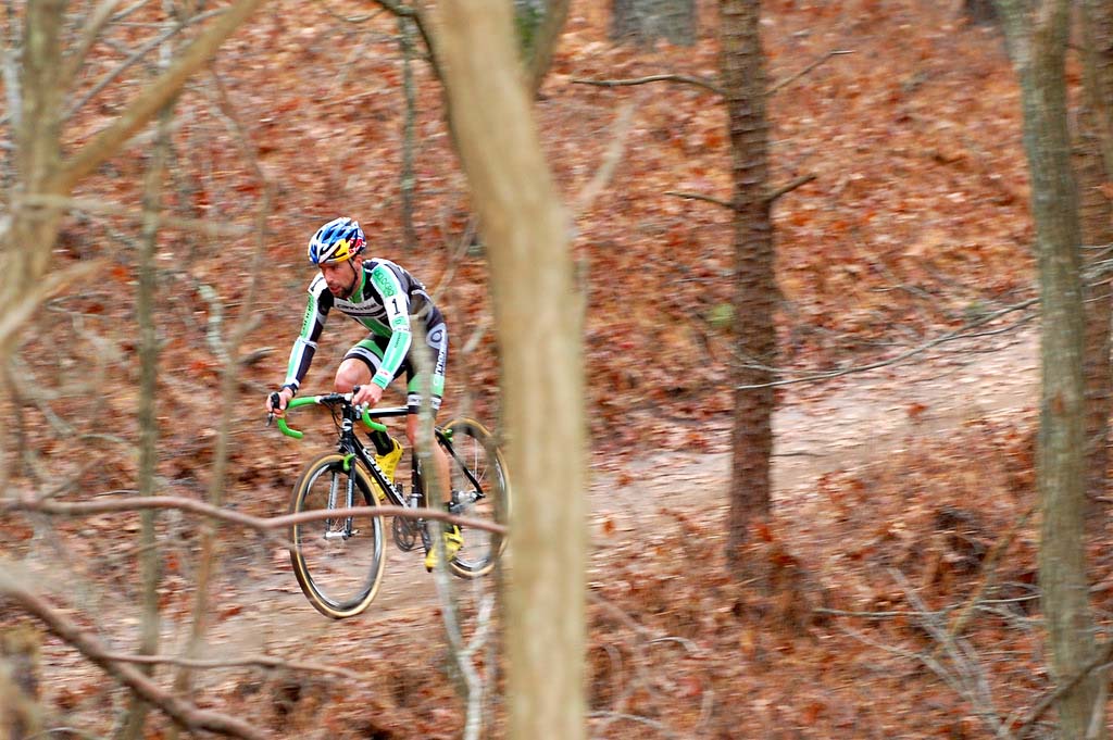 Timothy Johnson solo'ing through the woods.? Tom Olesnevich