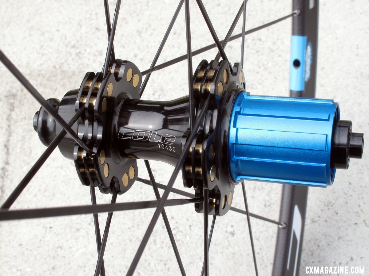 An alloy freehub saves precious grams, while the propietary cylindrical nipples distribute stress over a larger area of the hub.  © Cyclocross Magazine