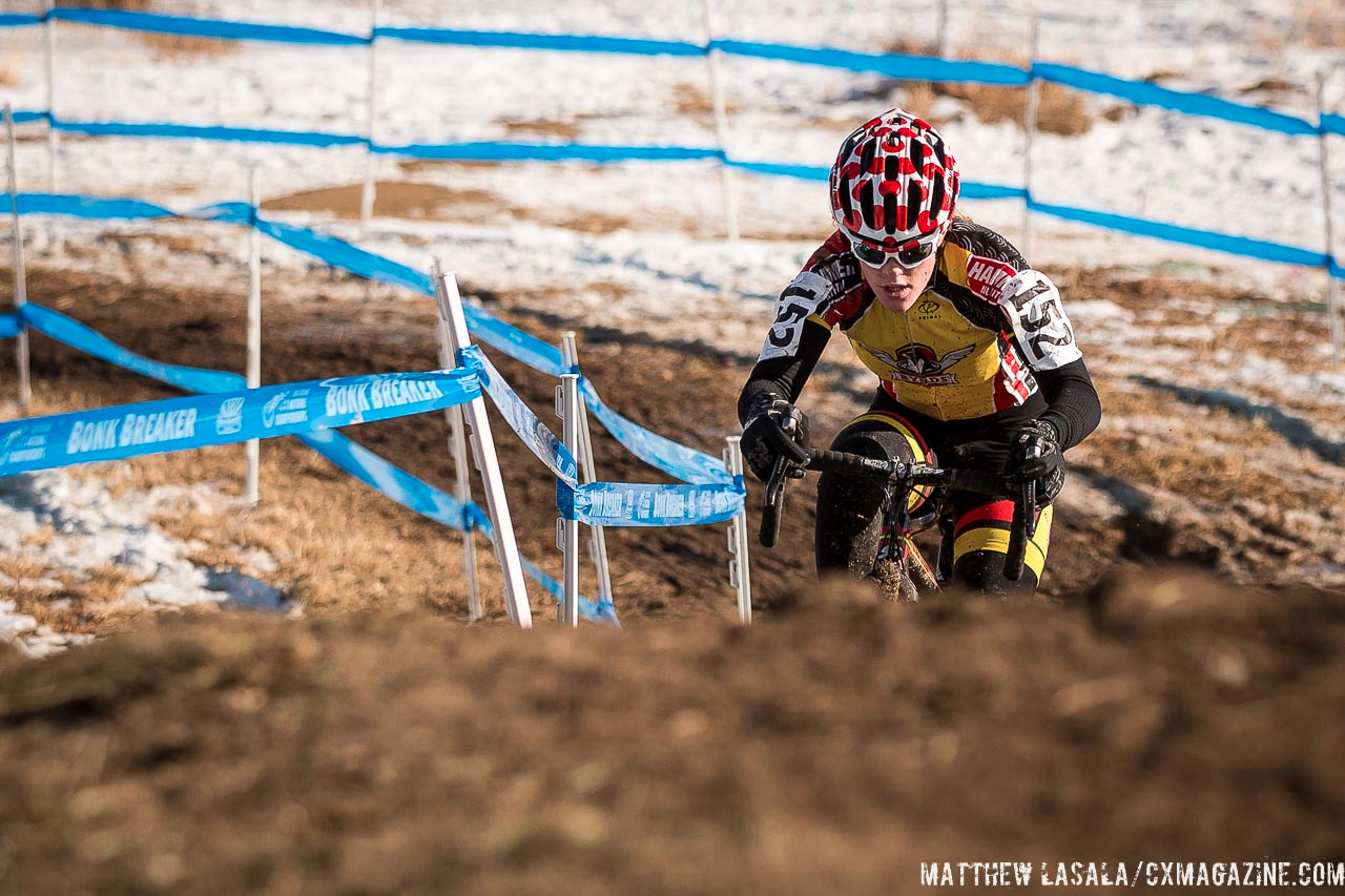 Cheyenne Comer and Aunika Miranda Abigail Young in the Women\'s 13-14 USA Cycling National Championship race. © Matt Lasala