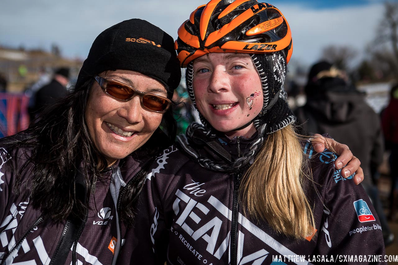 Dorothy Wong and Cheyenne Comer in the Women\'s 13-14 USA Cycling National Championship race. © Matt Lasala