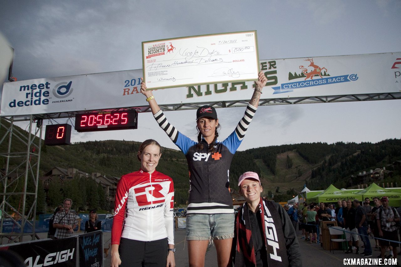 The winners. Women\'s 2012 Raleigh Midsummer Night Cyclocross Race. @Cyclocross Magazine