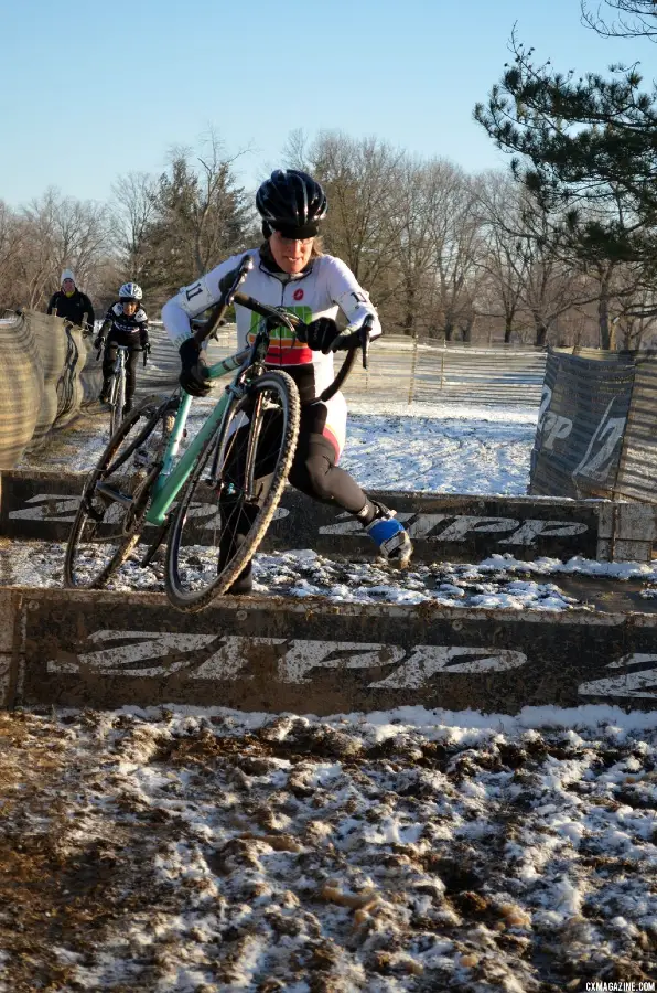 Kauffman takes the barriers at 2013 Masters World Championships of Cyclocross. © Cyclocross Magazine