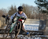 Kauffman takes the barriers at 2013 Masters World Championships of Cyclocross. © Cyclocross Magazine