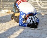 Sarvary recovering from her effort at 2013 Masters World Championships of Cyclocross. © Cyclocross Magazine