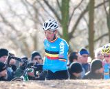 Sven Nys running the stairs in the early part of the race.