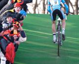 Niels Albert, climbing the flyover to the delight of the legions of Belgian fans that mad the trip to Hooherheide.