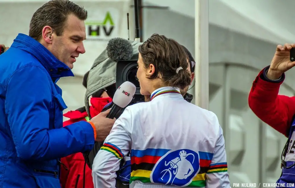 Interview of Marianne Vos for Dutch TV at 2014 World Championships. © Pim Nijland