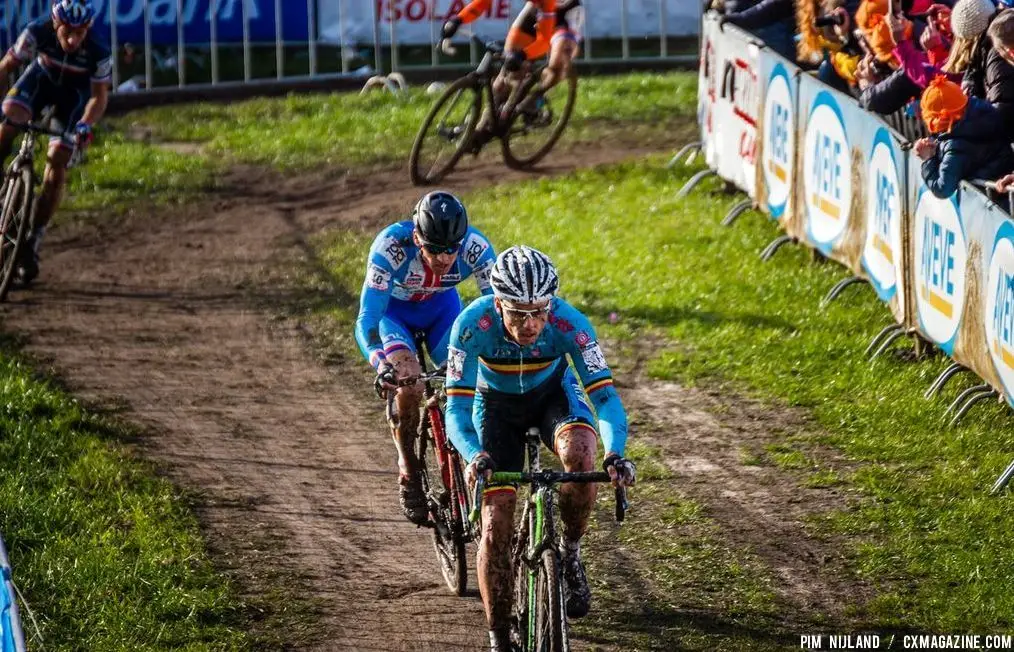 Nys and Stybar leading in the third lap at 2014 World Championships. © Pim Nijland