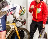 The Great Britain rider finishes and tries to recover at 2014 World Championships. © Thomas Van Bracht