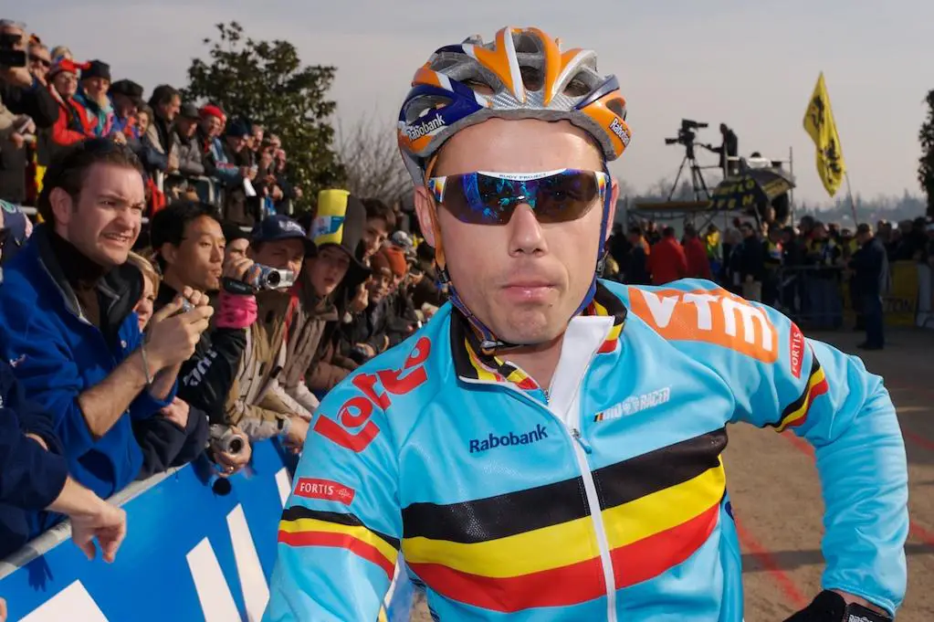 Sven Nys poses prior to the start of Worlds 2008. by Joe Sales