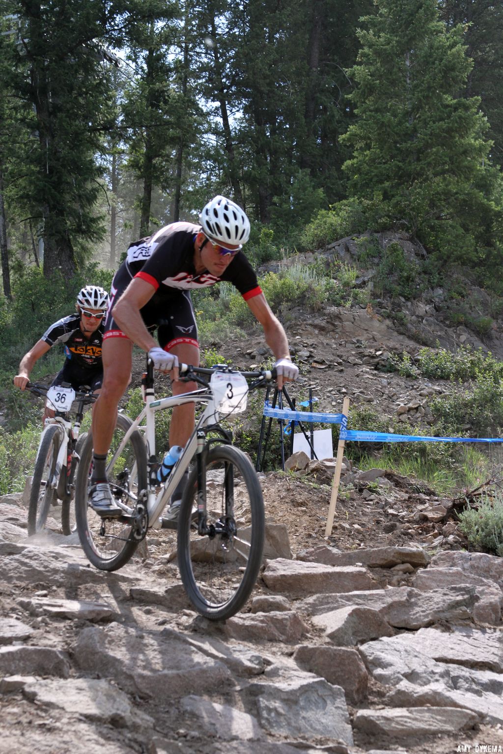 Ryan Trebon at the end of the first lap coming through the rock drop. ©Amy Dykema