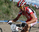 Todd Wells dominated the race. Here he flies through the rock garden. ©Amy Dykema