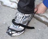 Once the forefoot is secure, stretch the back of the Yaktrax over the heel of your shoe. © Brian Hancock