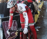 Troy Wells showed some American mountain bike style with his helmet visor. 2009 Zolder Cyclocross World Cup. ? Bart Hazen