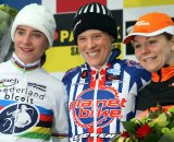 Women's podium at the World Cup in Zolder. From Left to Right: Vos - Compton - Van Paassen. © Bart Hazen