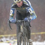 Todd Wells solos to win Jingle Cross Day 2. Snow made the course challenging for Day 2. © Steve Fry