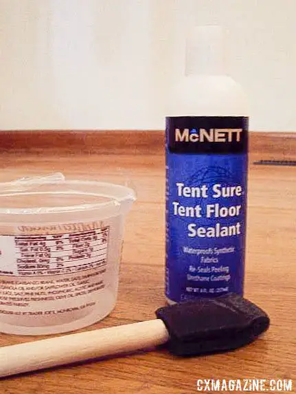 McNett's Tent Sure Liquid Urethane Sealant is perfect for a batch of cyclocross tubulars and cheaper than Aquaseal.  © Cyclocross Magazine