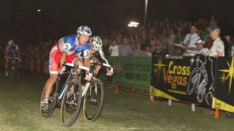 Francis Mourey outkicks Jamey Driscoll for the CrossVegas win. © Larry Rosa Photography