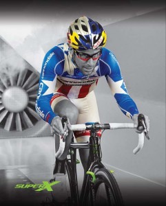 Tim Johnson in the wind tunnel, as seen in the Cannondale SuperX Ad in Cyclocross Magazine