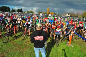 104 Juniors line up for the Hillsboro round of the Oregon Junior & High School Cyclocross Series. Photo by Brent Adams.