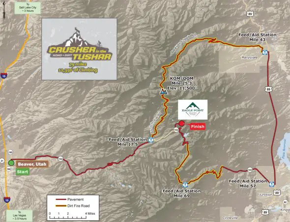 The course features a nearly perfect 50/50 split between pavement and dirt fire-road sectors which allow riders to explore the stunning back country of Utah’s little-known Tushar Mountains and Fishlake National Forest.