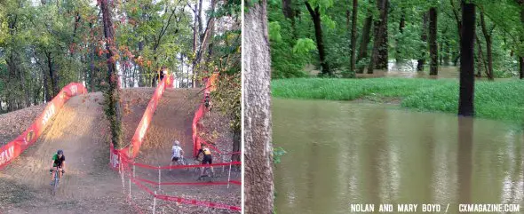 The hills of the Louisville USGP cyclocross course are almost completely submerged. © Mary and Nolan Boyd