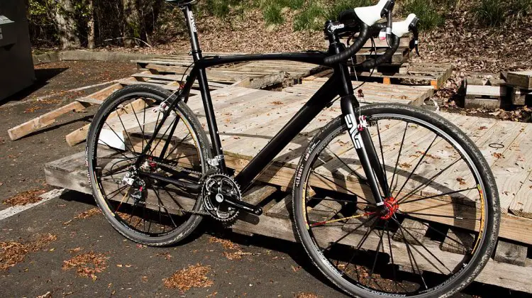 The new Raleigh carbon cyclocross bike, in prototype form.