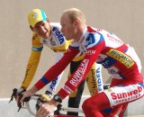 Klaas Vantornout with Tom Meeusen in the Tour of Belgium. © Jonas Bruffaerts