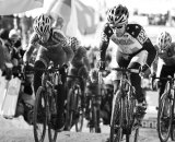 Tim Johnson grits it out to become the highest US finisher at the 2010 Cyclocross World Championships in Tabor, Czech Republic. © Joe Sales