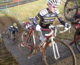 James McCabe leads Austin Jones up the stairs and out of the bowl at Cyclocross Nationals. Photo Courtesy of James McCabe