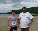 Dad and I after a triathlon- yeah, my shirt says My Dad Rocks. © Molly Hurford