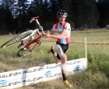 Zach McDonald flies through the barriers at the Raleigh Midsummer Night cyclocross race. © Cyclocross Magazine Zach McDonald flies through the barriers at the Raleigh Midsummer Night cyclocross race. © Cyclocross Magazine