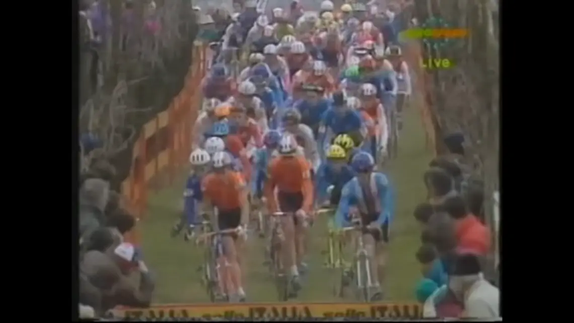 Henrik Djernis racing to win the 1993 Cyclocross World Championships