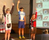 Kathy Sherwin (left) on the podium at the Dealer Camp Dirt Gran Prix STXC