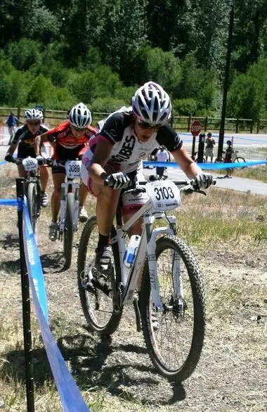 Kathy Sherwin shows her MTB roots in the US MTB Nats Single Track Race. Photo Courtesy of Kathy Sherwin
