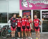 Mark (far left) and the rest of the Rutgers Cycling family on his goodbye ride in July.