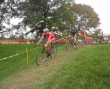 Lukas Winterberg and Lukas Muller of Philadelphia Cyclocross School surround Bad Andy Wulfkuhle (C3 Athletes Serving Athletes).