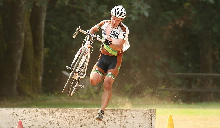Sterry takes to the barriers at David Douglas CX. Photo courtesy of David Sterry