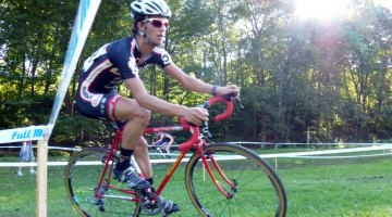 Dan Chabanov takes a corner on his Richard Sachs bike. © Cyclocross Magazine