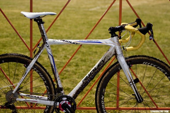 Bart Wellens' Ridley X-Night cyclocross bike as ridden during his 2011 U.S. campaign. The integrated seat mast makes for difficult traveling and is why Ridley's U.S. riders ride the X-Fire. © Cyclocross Magazine
