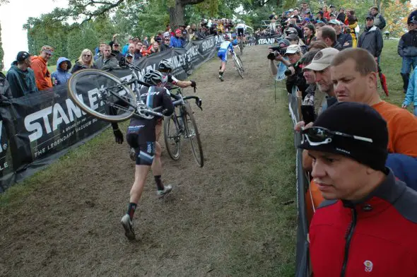 The men struggle up the "hillside strangler" later on in the race. Aaron Johnson